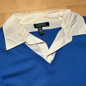 Ralph Lauren Classic Blue Embroidered Top